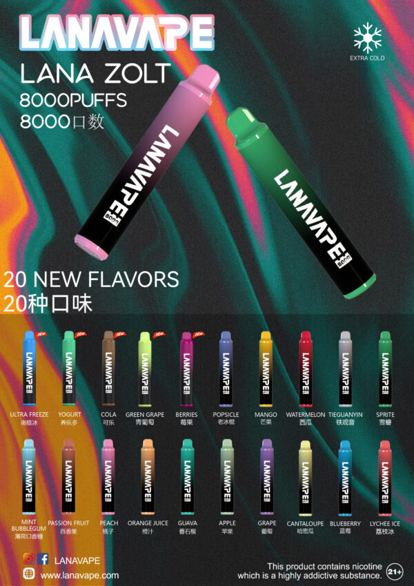 LANA ZOLT抛弃式8000口一次性✨可充電🔋超大容量👍時尚單品🔥活動